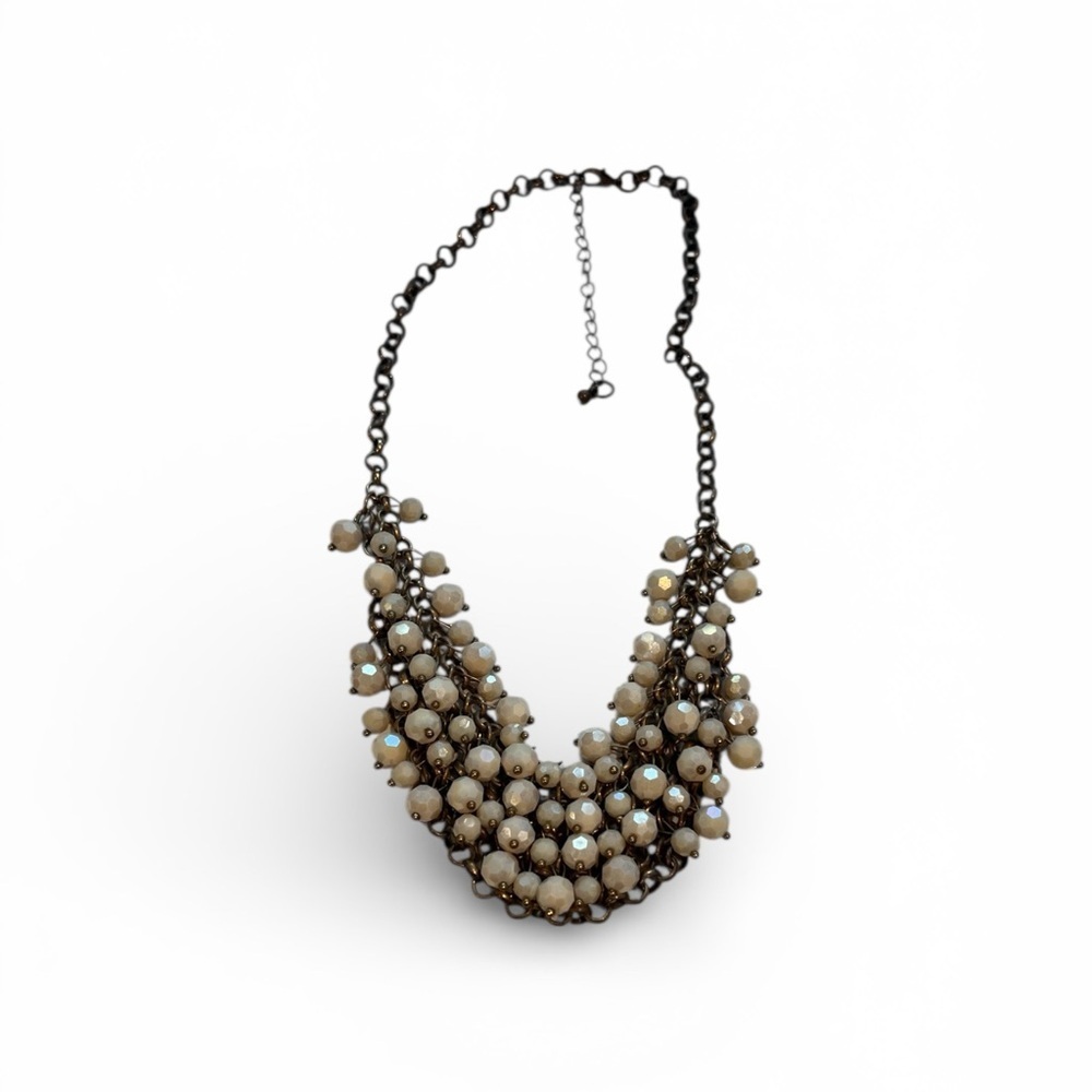 Elegant Cream Beaded BIB chain Necklace
